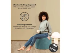 mokebo Sitzkissen|Pouf Hocker o Bodenkissen Der Ruhepouf Sitzhocker rund und Fußhocker fürs Wohnzimmer Leichter Sitzpouf aus Stoff in