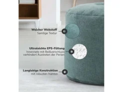 mokebo Sitzkissen|Pouf Hocker o Bodenkissen Der Ruhepouf Sitzhocker rund und Fußhocker fürs Wohnzimmer Leichter Sitzpouf aus Stoff in