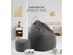 mokebo Sitzkissen|Pouf oder Sitzhocker aus Cord Der Faule Lenz Fußhocker in mit EPS-Perlen Füllung