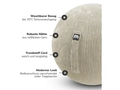 mokebo Fitnessgeräte|Stoff Sitzball Büro Ergonomisch Der Sportliche Sitzball mit Pumpe oder Pezziball mit Cordbezug in