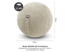 mokebo Fitnessgeräte|Stoff Sitzball Büro Ergonomisch Der Sportliche Sitzball mit Pumpe oder Pezziball mit Cordbezug in