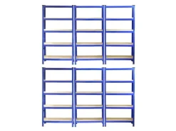 Monstershop Sportgeräte|6 x Monster Racking T-Rax 75cm Lagerregal Blau mit Gratis Gummihammer