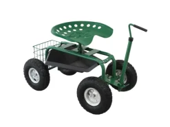 Monstershop Gartenhandgeräte|Fahrbarer Gartensitz mit Werkzeugfach und Korb