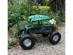 Monstershop Gartenhandgeräte|Fahrbarer Gartensitz mit Werkzeugfach und Korb