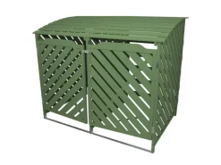 Monstershop Mülltonnenboxen|Mülltonnenbox Garten 2er Tonne Holz  Salbeigrün