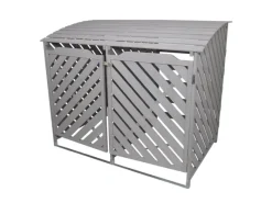 Monstershop Mülltonnenboxen|Mülltonnenverkleidung 2er Tonnen 240L Holz grau gewaschen