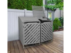 Monstershop Mülltonnenboxen|Mülltonnenverkleidung 2er Tonnen 240L Holz grau gewaschen