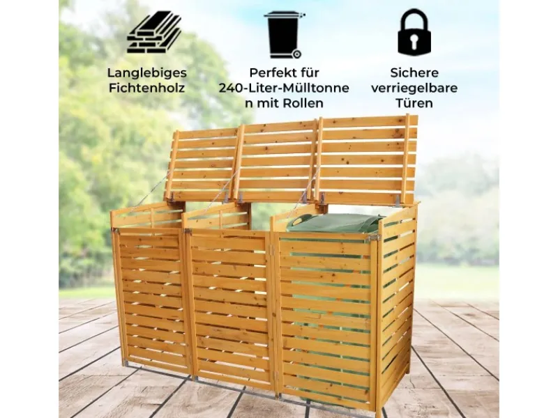 Mülltonnenverkleidung Mülltonnenbox für 3 Tonnen*Monstershop Sale