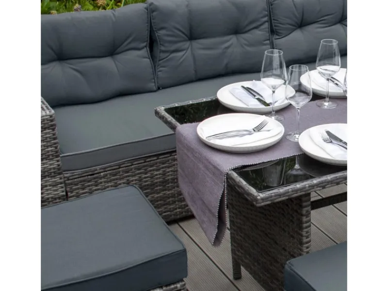 Monstershop Lounge-Gartenmöbel|Gartenmöbel-Sets|Polyrattan Gartenmöbel Set Grau