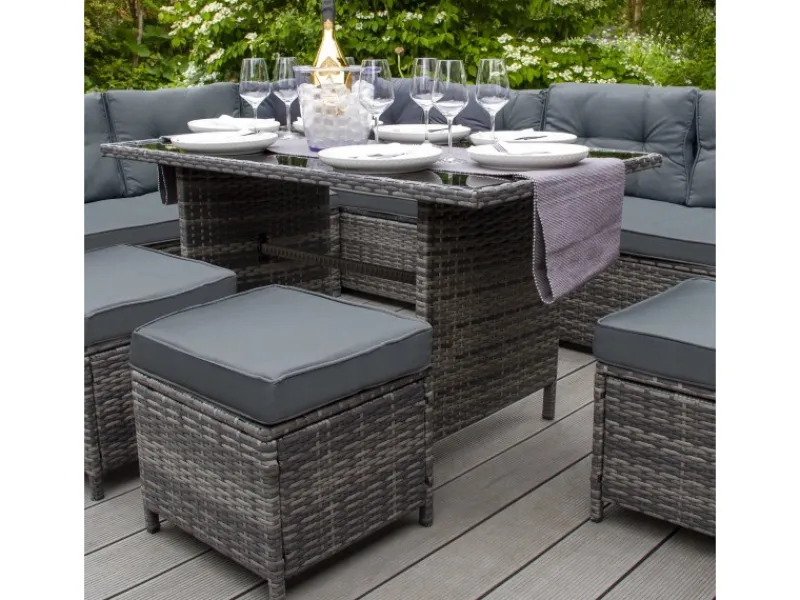 Monstershop Lounge-Gartenmöbel|Gartenmöbel-Sets|Polyrattan Gartenmöbel Set Grau