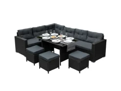 Monstershop Lounge-Gartenmöbel|Gartenmöbel-Sets|Polyrattan Gartenmöbel Set Schwarz