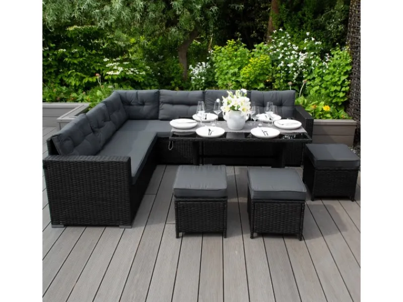Monstershop Lounge-Gartenmöbel|Gartenmöbel-Sets|Polyrattan Gartenmöbel Set Schwarz
