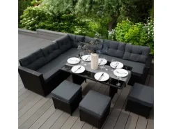 Monstershop Lounge-Gartenmöbel|Gartenmöbel-Sets|Polyrattan Gartenmöbel Set Schwarz