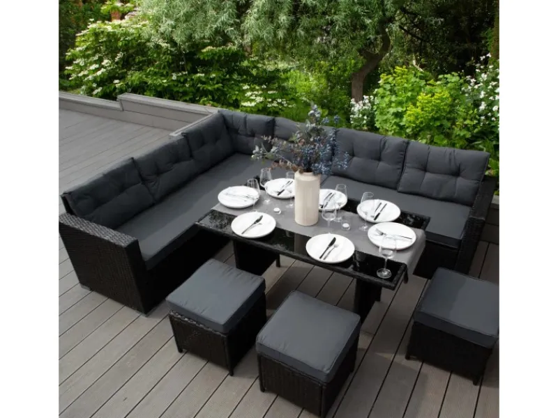 Monstershop Lounge-Gartenmöbel|Gartenmöbel-Sets|Polyrattan Gartenmöbel Set Schwarz