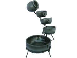 Monstershop Gartenbrunnen|Brunnenpumpe|Solar Kaskadenbrunnen mit Akku Grun