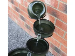 Monstershop Gartenbrunnen|Brunnenpumpe|Solar Kaskadenbrunnen mit Akku Grun