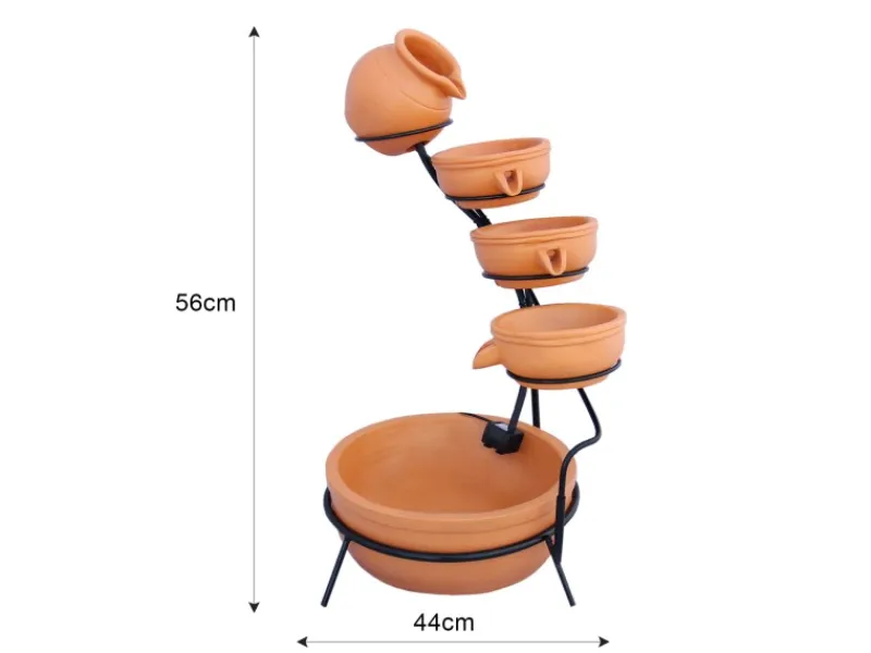 Monstershop Gartenbrunnen|Brunnenpumpe|Solar Kaskadenbrunnen mit Akku Terracotta