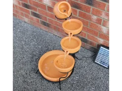 Monstershop Gartenbrunnen|Brunnenpumpe|Solar Kaskadenbrunnen mit Akku Terracotta