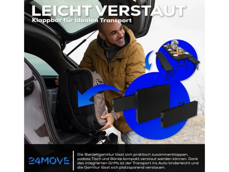 Bierzeltgarnitur Set Klappbarer Tisch Bänke Rattanoptik*24Move Discount