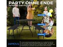 Bierzeltgarnitur Set Klappbarer Tisch Bänke Rattanoptik*24Move Discount