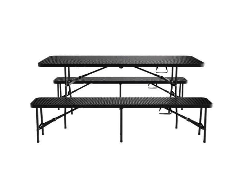 Bierzeltgarnitur Set Klappbarer Tisch Bänke Rattanoptik*24Move Discount