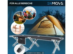 24Move Gartenstühle|Sonnenliegen|Campingbett Feldbett Gartenliege Campingbett bis 200 kg - klappbar inkl. Tragetasche für einfachen Transport