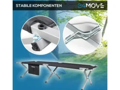 24Move Gartenstühle|Sonnenliegen|Campingbett Feldbett Gartenliege Campingbett bis 200 kg - klappbar inkl. Tragetasche für einfachen Transport
