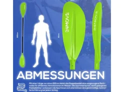 24Move Wassersport|Bootssport|Doppelpaddel Aluminium Paddel Stand-Up Paddling Kajak 220CM Verstellbar Grün