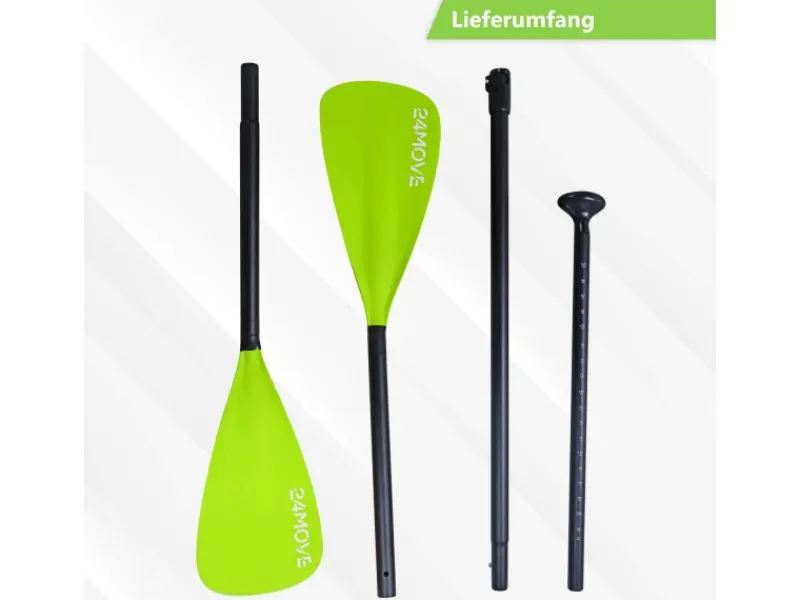 Paddel Doppelpaddel 2in1 - SUP Stand Up Board- Kajak - Aluminium 230cm - Grün*24Move