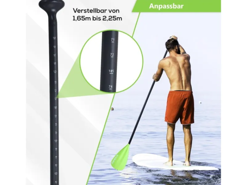 Paddel Doppelpaddel 2in1 - SUP Stand Up Board- Kajak - Aluminium 230cm - Grün*24Move
