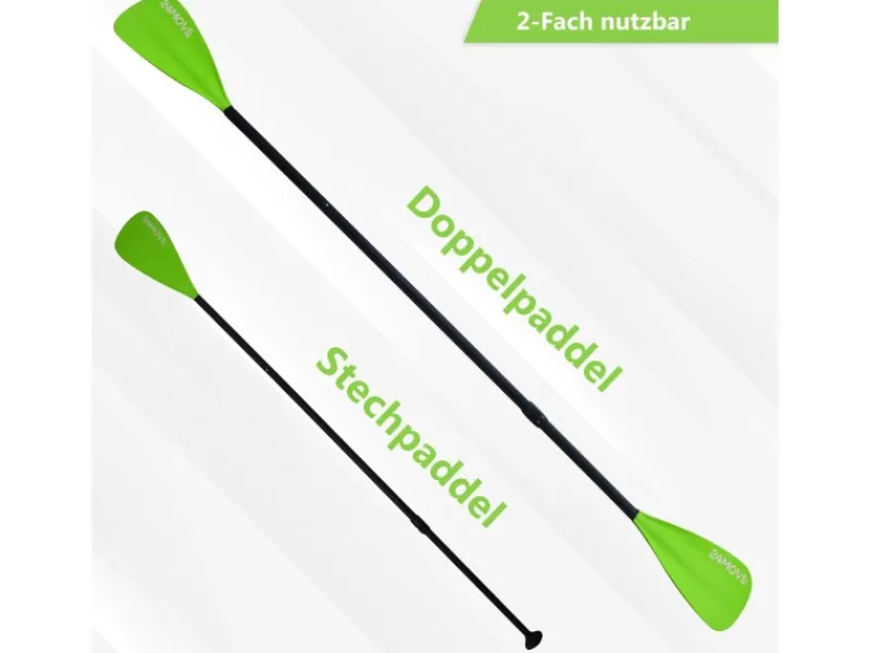 Paddel Doppelpaddel 2in1 - SUP Stand Up Board- Kajak - Aluminium 230cm - Grün*24Move