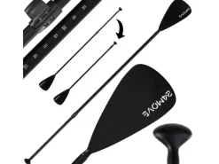 24Move Wassersport|Paddel Einzelpaddel - SUP Stand Up Board Stechpaddel - Aluminium 210cm - Schwarz