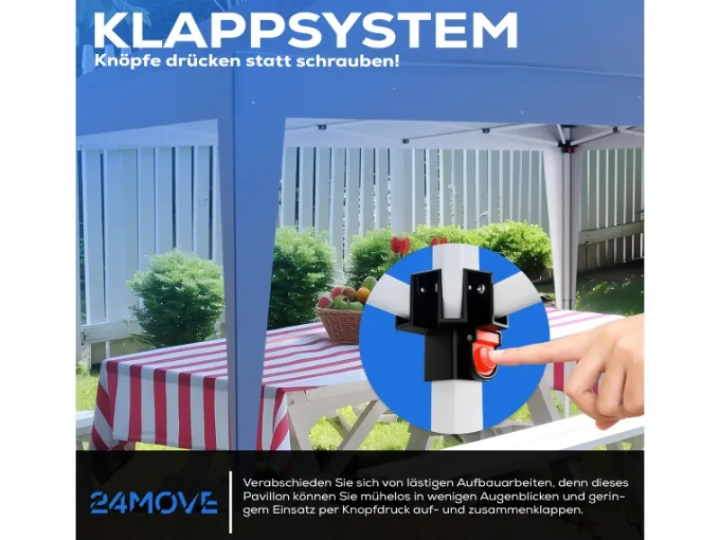 Pavillon 3x3m UV-Schutz 50+ Wasserdicht & winterfest mit Tasche Blau*24Move Outlet