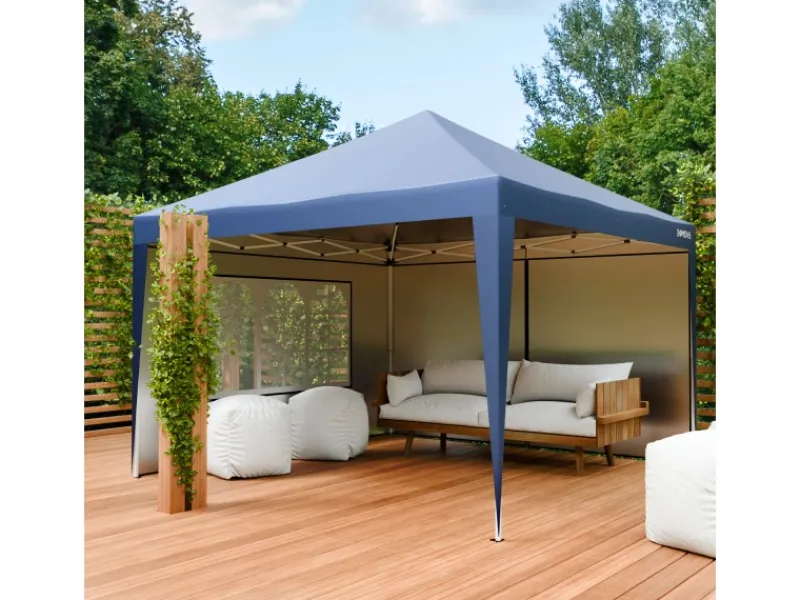 Pavillon 3x3m UV-Schutz 50+ Wasserdicht & winterfest mit Tasche Blau*24Move Outlet