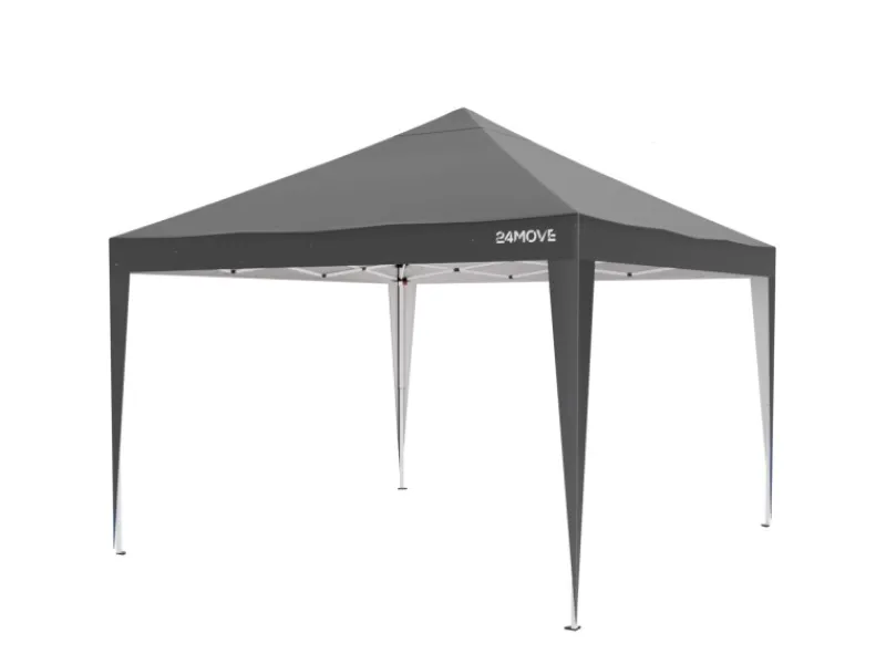 24Move Pavillons|Pavillon 3x3m UV-Schutz 50+ Wasserdicht & winterfest mit Tasche Grau