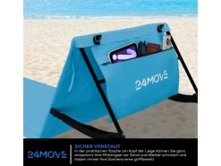 24Move Sonnenliegen|Strandmatte Klappbar Mit Rückenlehne&Tasche - Mit Gurt - Liegematte Blau