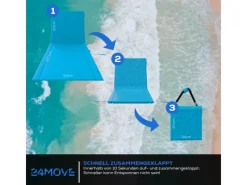 24Move Sonnenliegen|Strandmatte Klappbar Mit Rückenlehne&Tasche - Mit Gurt - Liegematte Blau