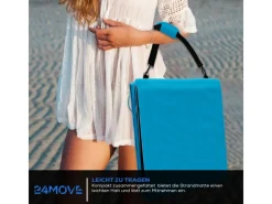 24Move Sonnenliegen|Strandmatte Klappbar Mit Rückenlehne&Tasche - Mit Gurt - Liegematte Blau