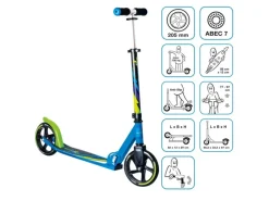 Muuwmi Aluminium Scooter Tretroller 205 mm ABEC 7 GS-Geprüft Höhenverstellbar XL-Deck Grün--Schwarz* Best