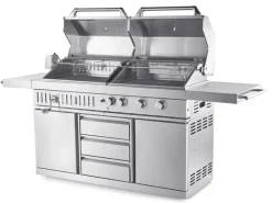 MyOutDoorKitchen Outdoorküchen|Freistehender Gas- und Holzkohlegrill Stainless Collection