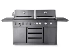 MyOutDoorKitchen Outdoorküchen|Kombigrills|Freistehender Gas- und Holzkohlegrill Black Collection