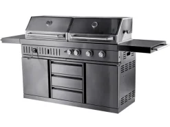 MyOutDoorKitchen Outdoorküchen|Kombigrills|Freistehender Gas- und Holzkohlegrill Black Collection
