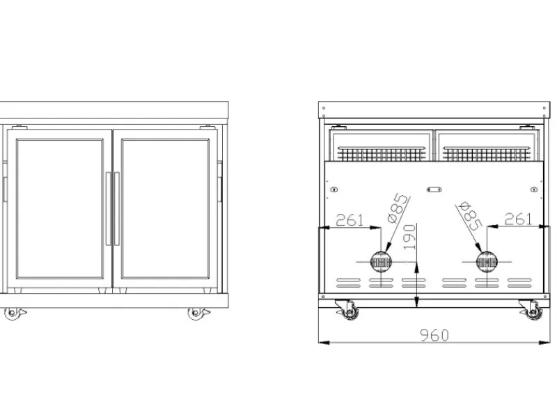 MyOutDoorKitchen Kühlboxen|Outdoorküchen|Zweitüriger Modul-Kühlschrank Stainless Collection