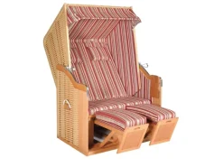 Outdoor Whirlpools|Natur24 Gartenstrandkorb Rustikal 50 2-Sitzer Kunststoffgeflecht Beige-Rot