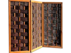Paravent Deluxe Weide 3-teilig 180 cm x 180 cm x 5 cm Naturfarbe*Noor Outlet