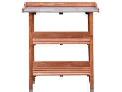 NYVI Gartentische|Balkonmöbel|Pflanztisch aus Holz 76 x 38 x 89 cm Ablageboden und Verzinkte Arbeitsplatte