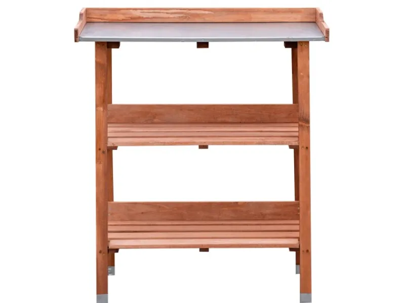 NYVI Gartentische|Balkonmöbel|Pflanztisch aus Holz 76 x 38 x 89 cm Ablageboden und Verzinkte Arbeitsplatte