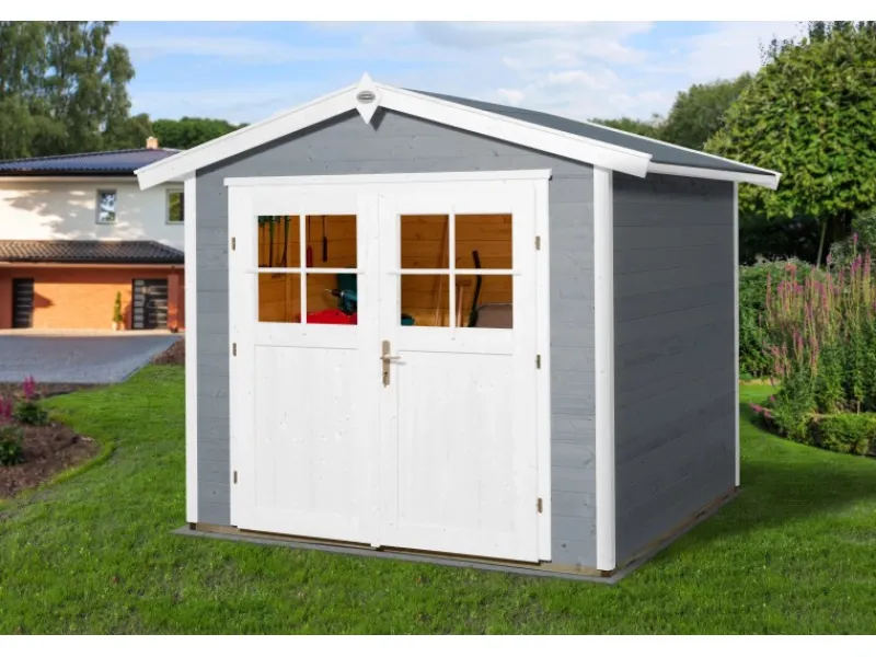 Kinder OBI Outdoor Living Kinder-Gartengeräte|Holz-Gartenhaus Monza Satteldach Lasiert 205 cm x 229 cm