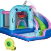Outsunny Wasserspielzeug|Aufblasbare Hüpfburg mit Gebläse Wasserpark für Kinder
