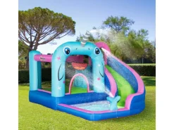 Outsunny Wasserspielzeug|Aufblasbare Hüpfburg mit Gebläse Wasserpark für Kinder